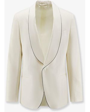 Lardini Wool Blend Blazer With Contrasting Profiles - White