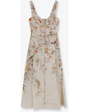 Zimmermann Luna Linen Midi Dress With All-Over Floral Print - White
