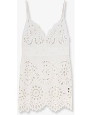Dolce & Gabbana Poplin Mini Dress With Cut Out Embroidery - White