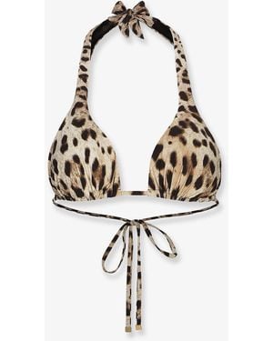 Dolce & Gabbana Bikini Top With Animal Print - White