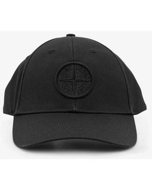 Stone Island Cotton Hat With Logo On The Front - Black