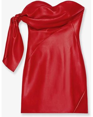 Givenchy Leather Bustier Dress With Bow Detail - Red