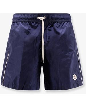 Moncler Nylon Swim Shorts With Side Logo Patch - Blue