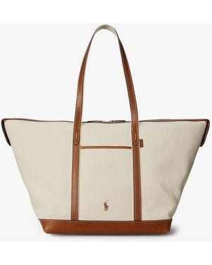 Polo Ralph Lauren Canvas Travel Bag With Leather Profiles - Natural