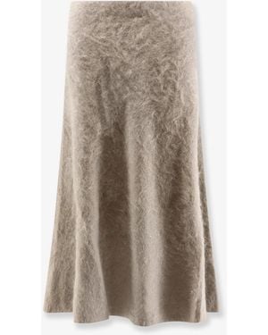 Nude Cashmere Midi Skirt - Natural