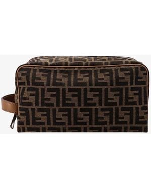 Fendi Ff Jacquard Fabric Medium Beauty Case - White