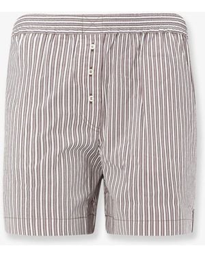Brunello Cucinelli Cotton And Silk Blend Shorts With Striped Pattern - White
