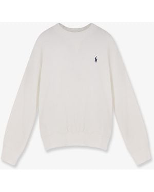 Polo Ralph Lauren Cotton Blend Jumper With Embroidered Logo On The Front - White