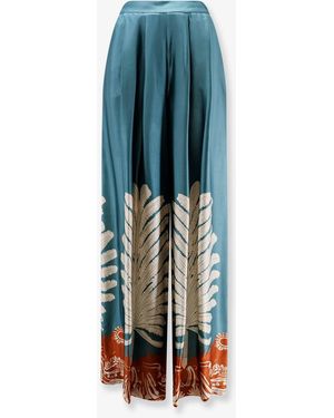 BYE Firenze Palma Viscose And Rayon Trousers - Blue