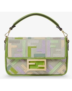 Fendi Baguette Mini Multicolored Ff Fabric Crossbody Bag - Green