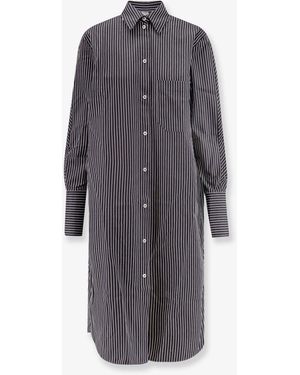 TOTEME Striped Kimono-Sleeve Shirtdress - Grey