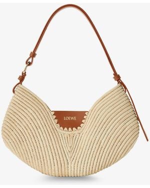Loewe Paula's Ibiza-Swing Leather And Raffia Shoulder Bag - Natural