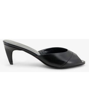 Jude Leather Cave Mule Sandals - Black