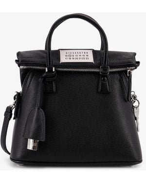 Maison Margiela 5Ac East West Leather Bag With Shoulder Strap - Black