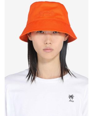 N°21 Logo-appliqué Bucket Hat - Orange