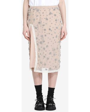 N°21 Crystal-embellished Midi Skirt - Natural