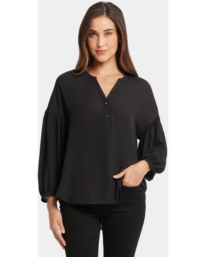 NYDJ Paulina Peasant Blouse In Black - White