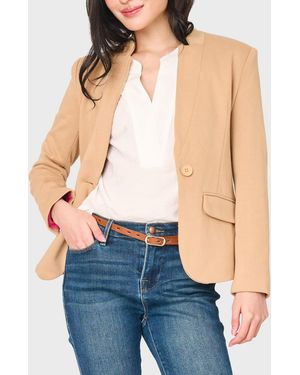 NYDJ Notch Collar Blazer In Cappuccino By Gibsonlook - Blue
