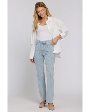 NYDJ Marilyn Straight Jeans In Azure Stripe - Blue