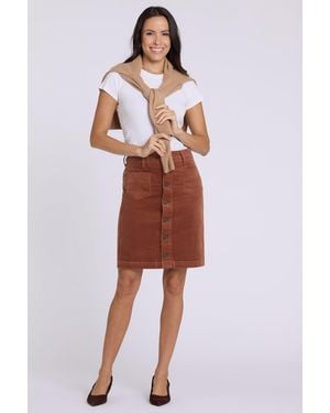 NYDJ Button Front Skirt In Mocha Bisque - Purple