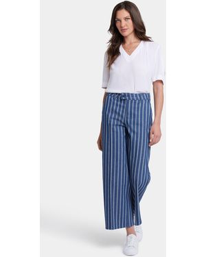 NYDJ Mona Wide Leg Trouser Ankle Jeans In Huelva Stripe - Blue