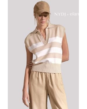 NYDJ X Elan Sleeveless Striped Top In Beige Stripe - Natural
