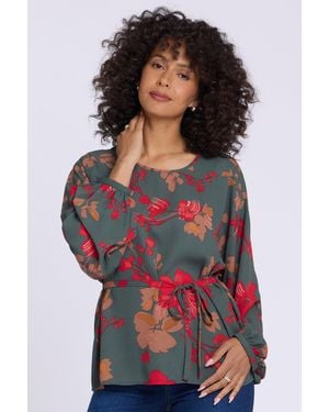 NYDJ Chelsea Blouse In Floral Blooms Passion - Black