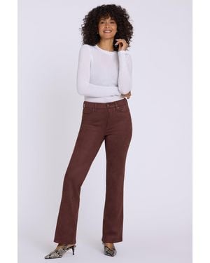 NYDJ Faux Suede Brooklyn Bootcut Pants In Chocolate Fondant - White