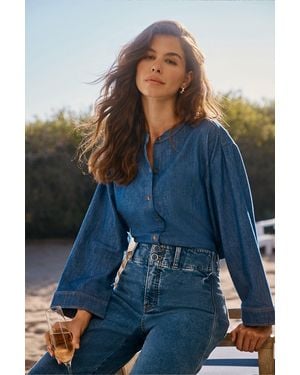 NYDJ Maggie Oversize Blouse In Blue Bayou