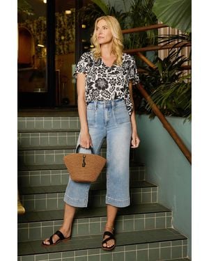 NYDJ Brigitte Wide Leg Capri Jeans In Mist Springs - Green