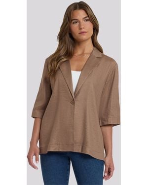 NYDJ Elbow Sleeve Blazer In Toasted Coconut - Brown