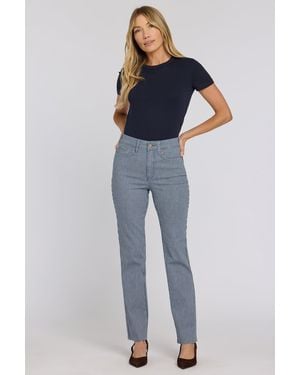 NYDJ Marilyn Straight Jeans In Malaga Stripe - Blue