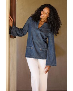 NYDJ Tunic Top In Medium Indigo - Blue