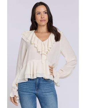 NYDJ Ruffle Blouse In Ivory - White