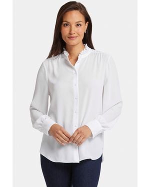 NYDJ Ruffle Neck Blouse In Optic White - Multicolor