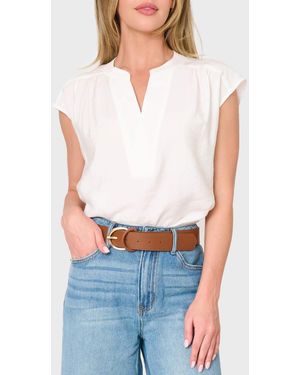 NYDJ Cap Sleeve Notch Neck Blouse By Gibsonlook In White