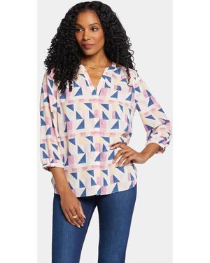 NYDJ Pintuck Blouse In Marquette - Blue