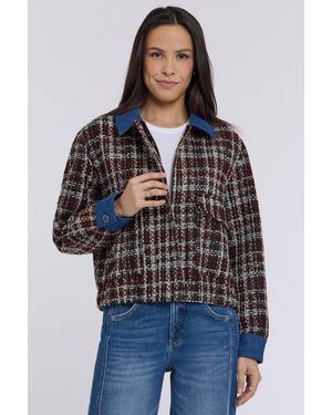 NYDJ Tweed Baseball Jacket In Black Multi - Multicolor