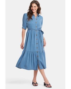 NYDJ Kate Ruffle Dress In Light Marine - Blue