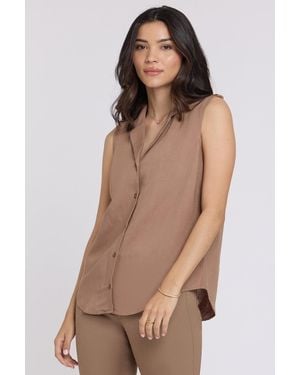 NYDJ Gabrielle Sleeveless Blouse In Toasted Coconut - Brown