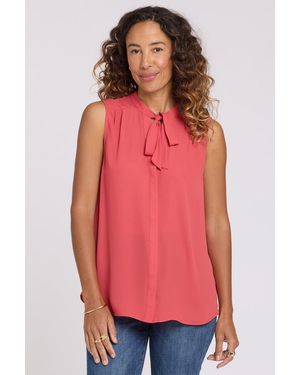 NYDJ Sleeveless Tie-neck Blouse In Chrysanthemum - Red