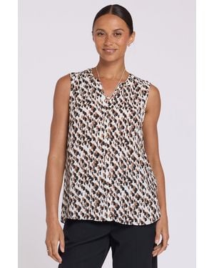NYDJ Sleeveless Pintuck Blouse In Geo Gala - Blue