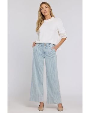 NYDJ Simone Wide Leg Jeans In Azure Stripe - Blue