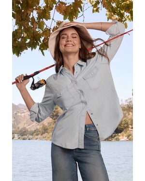 NYDJ Classic Shirt In Icy Lagoon - Gray