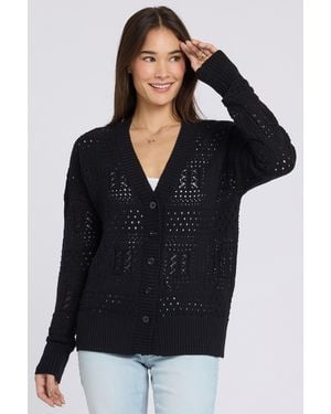 NYDJ Pointelle Cardigan In Black