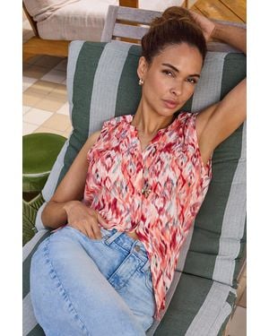 NYDJ Sleeveless Pintuck Blouse In Mojave Mirage - Multicolor