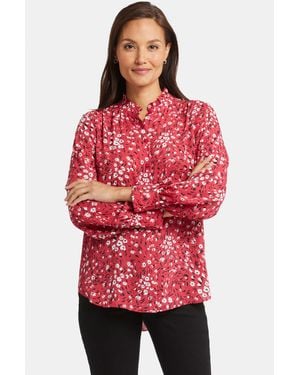 NYDJ Ruffle Neck Blouse In Cherry Creek - Multicolor