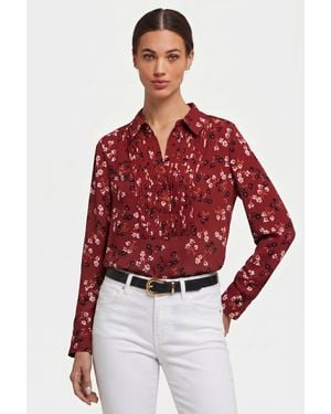 NYDJ Tuxedo Blouse In Bienvenue - Red