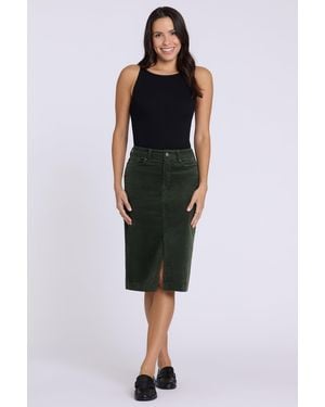 NYDJ 5 Pocket Midi Skirt In True Olive - Blue