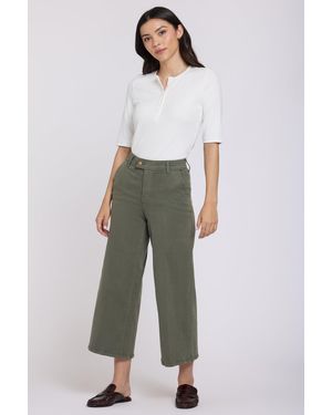 NYDJ Mona Wide Leg Trouser Ankle Jeans In Desert Green - White